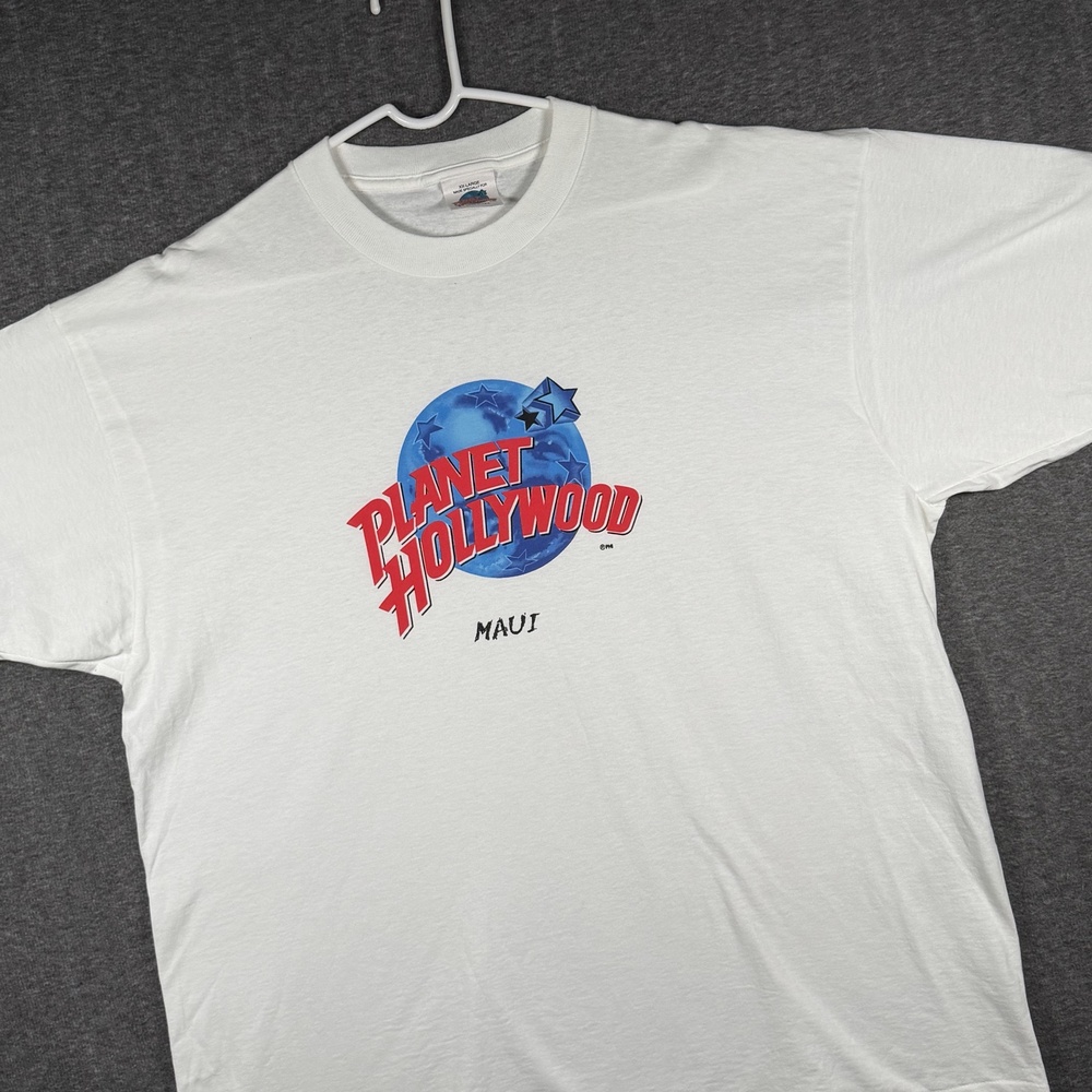 Vintage Planet Hollywood Maui Shirt Mens 2XL White Made USA 90s Graphic Tee